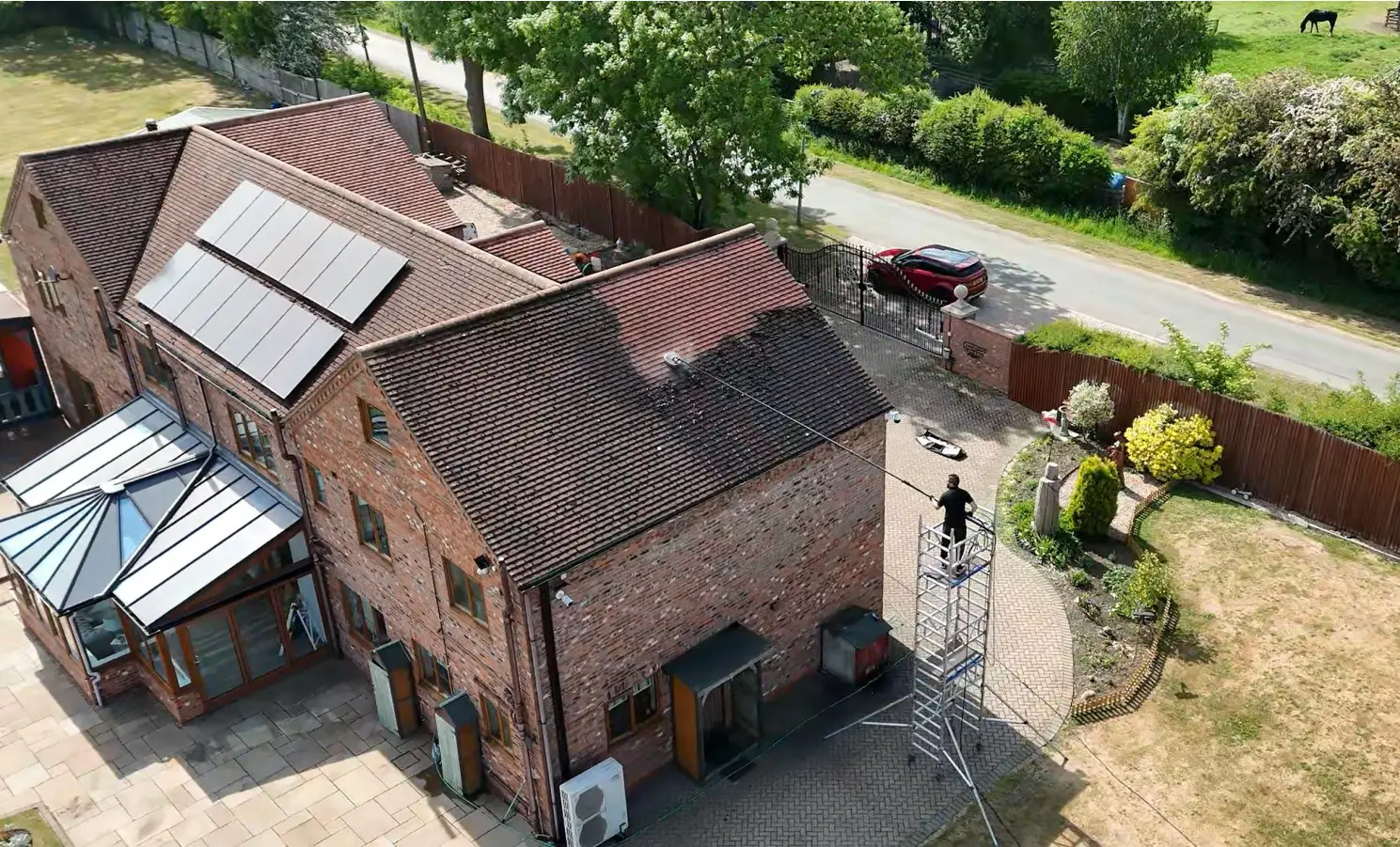 Large property roof cleaning