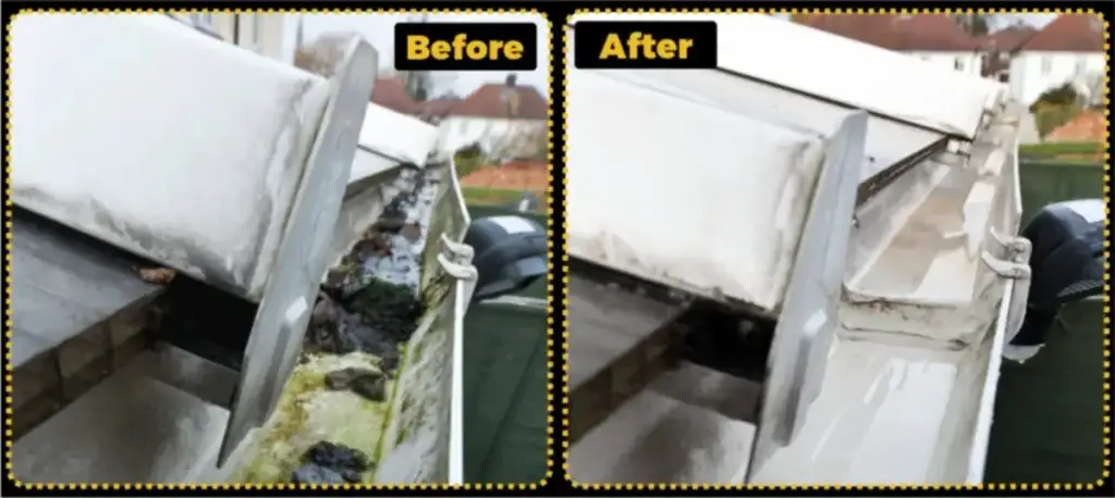 before after gutter cleaning Doncaster - Trust Cleaner - Exterior Cleaning Specialist before after photos gutter cleaning in Doncaster